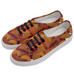 Watercolor Leaves Leaf Orange Women s Classic Low Top Sneakers by Jancukart