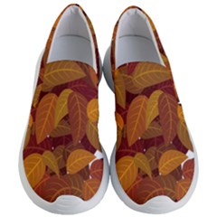 Watercolor Leaves Leaf Orange Women s Lightweight Slip Ons