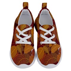 Watercolor Leaves Leaf Orange Running Shoes by Jancukart