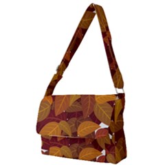 Watercolor Leaves Leaf Orange Full Print Messenger Bag (s)