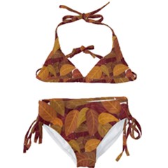 Watercolor Leaves Leaf Orange Kids  Classic Bikini Set