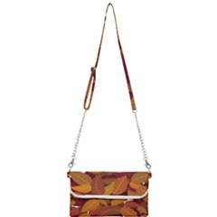 Watercolor Leaves Leaf Orange Mini Crossbody Handbag