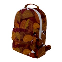 Watercolor Leaves Leaf Orange Flap Pocket Backpack (large)