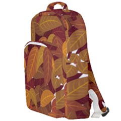 Watercolor Leaves Leaf Orange Double Compartment Backpack