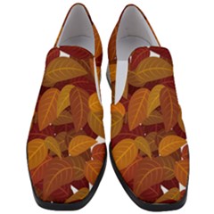 Watercolor Leaves Leaf Orange Women Slip On Heel Loafers