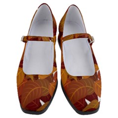 Watercolor Leaves Leaf Orange Women s Mary Jane Shoes by Jancukart