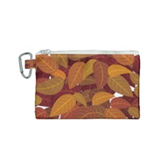 Watercolor Leaves Leaf Orange Canvas Cosmetic Bag (small)