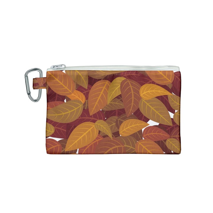 Watercolor Leaves Leaf Orange Canvas Cosmetic Bag (Small)