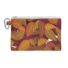 Watercolor Leaves Leaf Orange Canvas Cosmetic Bag (large)