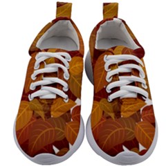 Watercolor Leaves Leaf Orange Kids Athletic Shoes by Jancukart