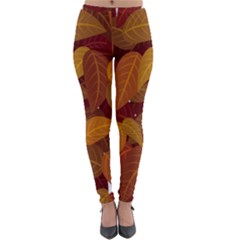 Watercolor Leaves Leaf Orange Lightweight Velour Leggings by Jancukart