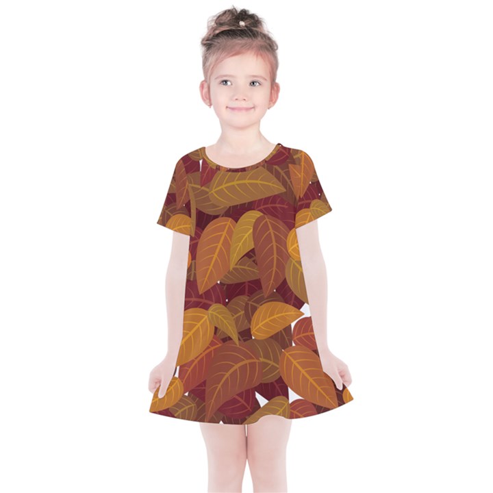 Watercolor Leaves Leaf Orange Kids  Simple Cotton Dress