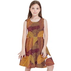 Watercolor Leaves Leaf Orange Kids  Skater Dress