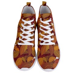 Watercolor Leaves Leaf Orange Men s Lightweight High Top Sneakers