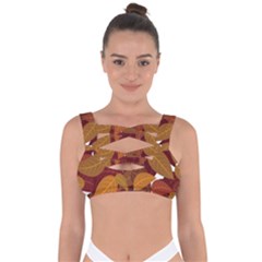 Watercolor Leaves Leaf Orange Bandaged Up Bikini Top