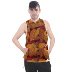 Watercolor Leaves Leaf Orange Men s Sleeveless Hoodie