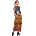 Watercolor Leaves Leaf Orange Velour Split Maxi Skirt View2