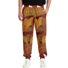 Watercolor Leaves Leaf Orange Men s Elastic Waist Pants by Jancukart