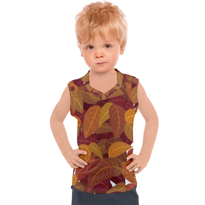 Watercolor Leaves Leaf Orange Kids  Sport Tank Top