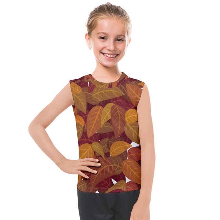 Watercolor Leaves Leaf Orange Kids  Mesh Tank Top