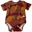 Watercolor Leaves Leaf Orange Baby Short Sleeve Bodysuit View1