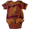 Watercolor Leaves Leaf Orange Baby Short Sleeve Bodysuit View2