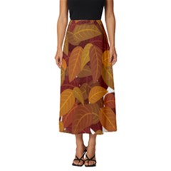 Watercolor Leaves Leaf Orange Classic Midi Chiffon Skirt