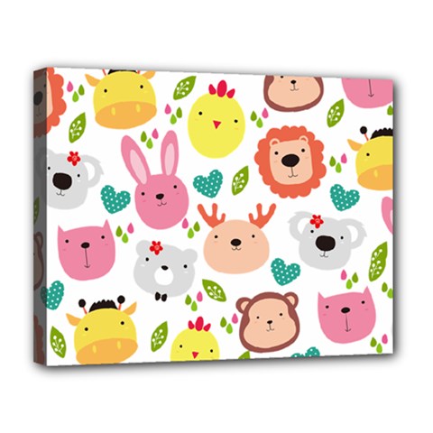 Cute Animals Cartoon Seamless Background Canvas 14  X 11  (stretched)