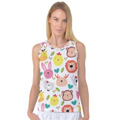 Cute Animals Cartoon Seamless Background Women s Basketball Tank Top