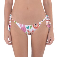 Cute Animals Cartoon Seamless Background Reversible Bikini Bottoms