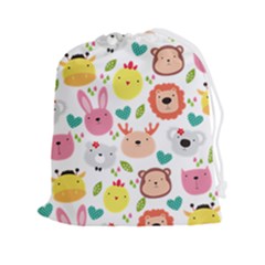 Cute Animals Cartoon Seamless Background Drawstring Pouch (2xl)