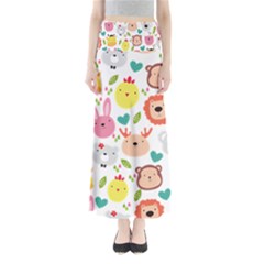 Cute Animals Cartoon Seamless Background Full Length Maxi Skirt