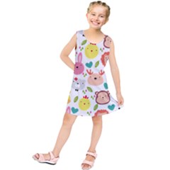 Cute Animals Cartoon Seamless Background Kids  Tunic Dress by Jancukart