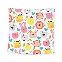 Cute Animals Cartoon Seamless Background Square Tapestry (small)