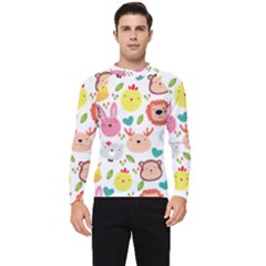 Cute Animals Cartoon Seamless Background Men s Long Sleeve Rash Guard