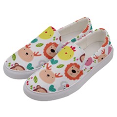 Cute Animals Cartoon Seamless Background Men s Canvas Slip Ons by Jancukart