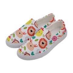 Cute Animals Cartoon Seamless Background Women s Canvas Slip Ons by Jancukart