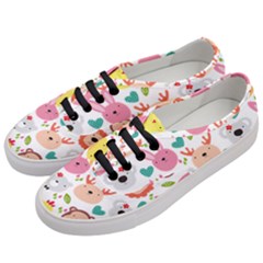 Cute Animals Cartoon Seamless Background Women s Classic Low Top Sneakers