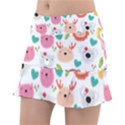 Cute Animals Cartoon Seamless Background Classic Tennis Skirt View1