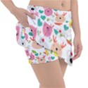 Cute Animals Cartoon Seamless Background Classic Tennis Skirt View3