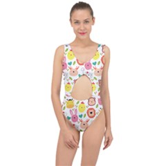 Cute Animals Cartoon Seamless Background Center Cut Out Swimsuit