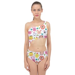 Cute Animals Cartoon Seamless Background Spliced Up Two Piece Swimsuit