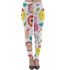 Cute Animals Cartoon Seamless Background Lightweight Velour Leggings