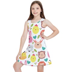 Cute Animals Cartoon Seamless Background Kids  Lightweight Sleeveless Dress by Jancukart