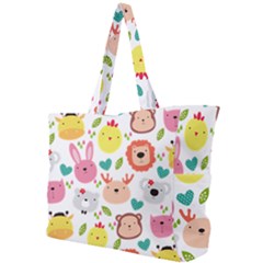 Cute Animals Cartoon Seamless Background Simple Shoulder Bag