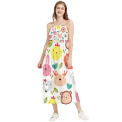 Cute Animals Cartoon Seamless Background Boho Sleeveless Summer Dress by Jancukart