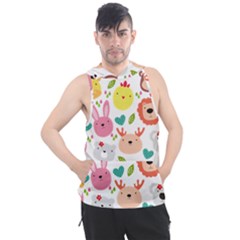 Cute Animals Cartoon Seamless Background Men s Sleeveless Hoodie