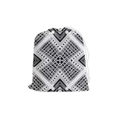 Black And White Modern Texture Seamless Print Fabric Pattern Drawstring Pouch (medium)