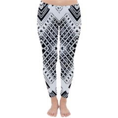 Black And White Modern Texture Seamless Print Fabric Pattern Classic Winter Leggings