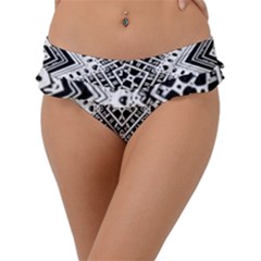 Black And White Modern Texture Seamless Print Fabric Pattern Frill Bikini Bottoms